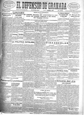 'El Defensor de Granada  : diario político independiente' - Año LIII Número 28358 Ed. Mañana - 1932 Noviembre 12