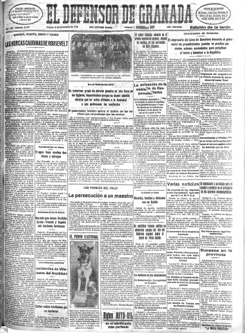 'El Defensor de Granada  : diario político independiente' - Año LIII Número 28359 Ed. Tarde - 1932 Noviembre 12