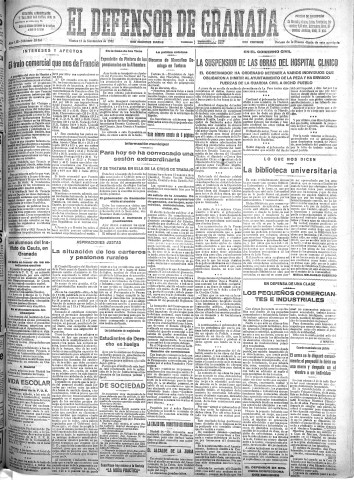 'El Defensor de Granada  : diario político independiente' - Año LIII Número 28368 Ed. Mañana - 1932 Noviembre 15