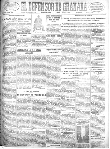 'El Defensor de Granada  : diario político independiente' - Año LIII Número 28372 Ed. Mañana - 1932 Noviembre 17