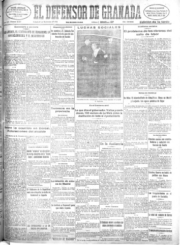 'El Defensor de Granada  : diario político independiente' - Año LIII Número 28377 Ed. Tarde - 1932 Noviembre 19