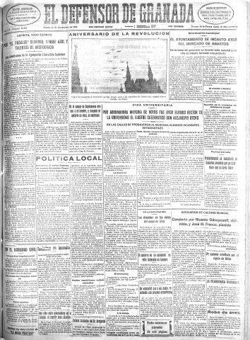 'El Defensor de Granada  : diario político independiente' - Año LIII Número 28380 Ed. Mañana - 1932 Noviembre 22