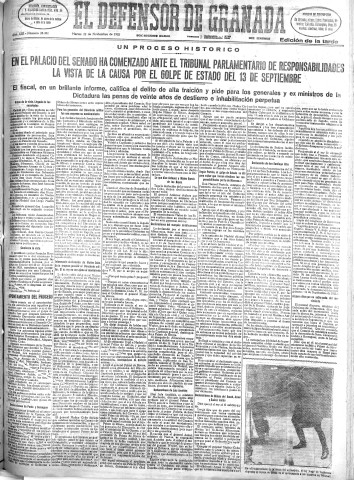 'El Defensor de Granada  : diario político independiente' - Año LIII Número 28381 Ed. Tarde - 1932 Noviembre 22