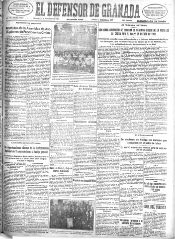 'El Defensor de Granada  : diario político independiente' - Año LIII Número 28383 Ed. Tarde - 1932 Noviembre 23