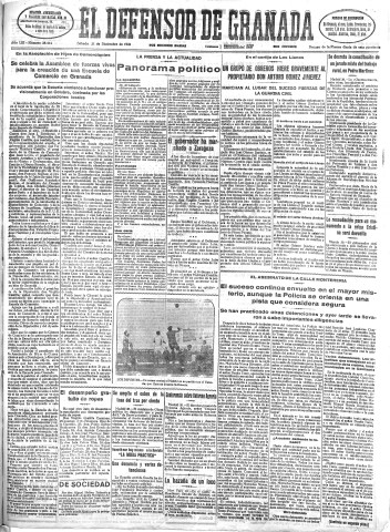 'El Defensor de Granada  : diario político independiente' - Año LIII Número 28444 Ed. Mañana - 1932 Diciembre 31
