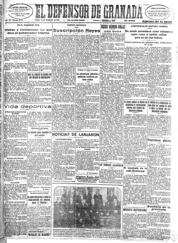 'El Defensor de Granada  : diario político independiente' - Año LIII Número 28444 Ed. Tarde - 1932 Diciembre 31