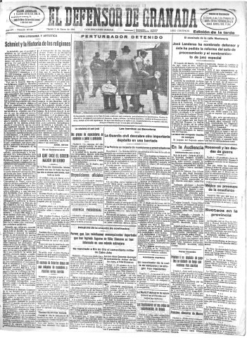 'El Defensor de Granada  : diario político independiente' - Año LIV Número 28448 Ed. Tarde - 1933 Enero 03