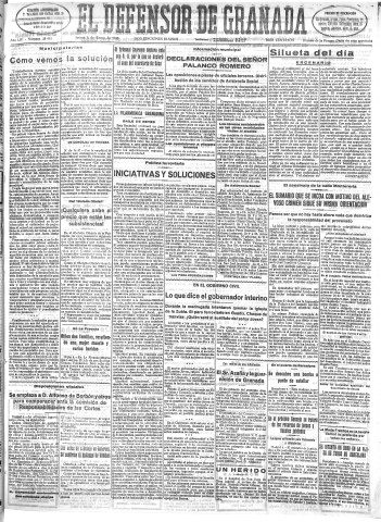 'El Defensor de Granada  : diario político independiente' - Año LIV Número 28451 Ed. Mañana - 1933 Enero 05