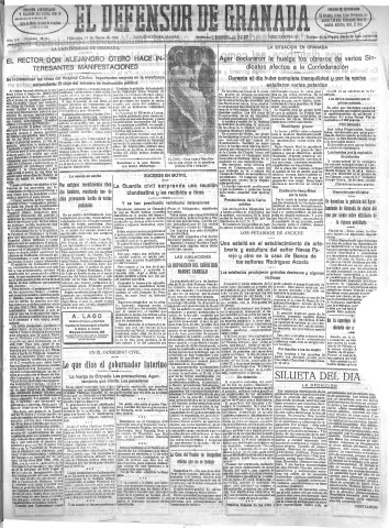 'El Defensor de Granada  : diario político independiente' - Año LIV Número 28461 Ed. Mañana - 1933 Enero 11