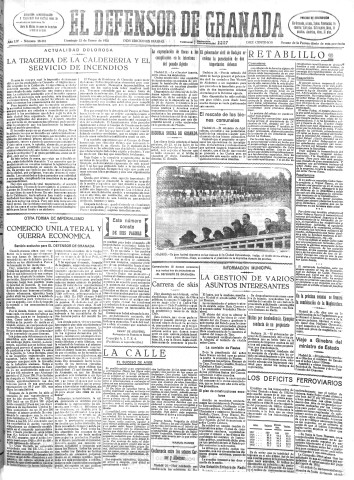 'El Defensor de Granada  : diario político independiente' - Año LIV Número 28481 Ed. Mañana - 1933 Enero 22