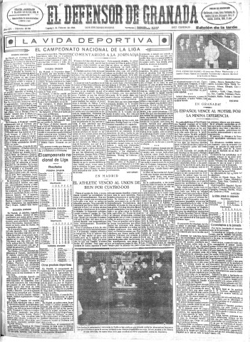 'El Defensor de Granada  : diario político independiente' - Año LIV Número 28506 Ed. Tarde - 1933 Febrero 06