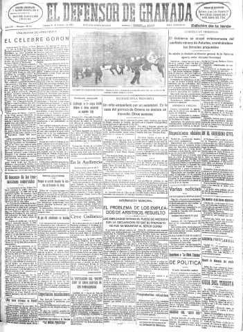'El Defensor de Granada  : diario político independiente' - Año LIV Número 28514 Ed. Tarde - 1933 Febrero 10
