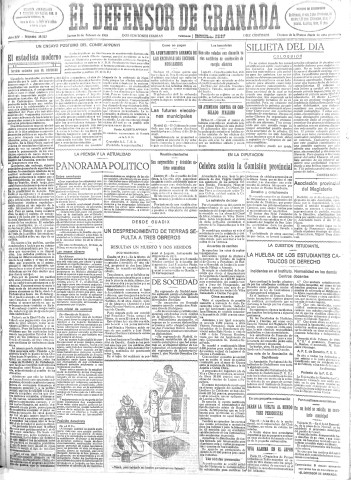 'El Defensor de Granada  : diario político independiente' - Año LIV Número 28522 Ed. Mañana - 1933 Febrero 16