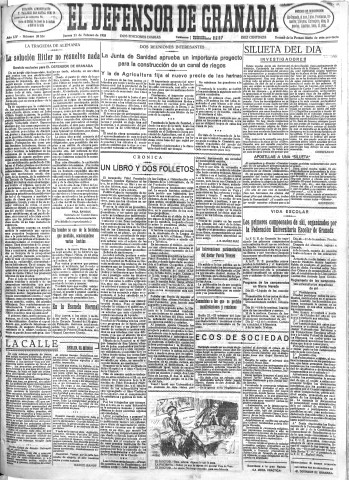 'El Defensor de Granada  : diario político independiente' - Año LIV Número 28534 Ed. Mañana - 1933 Febrero 23
