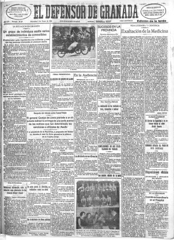 'El Defensor de Granada  : diario político independiente' - Año LIV Número 28557 Ed. Tarde - 1933 Marzo 08