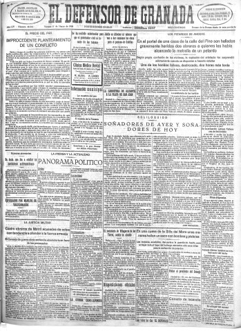'El Defensor de Granada  : diario político independiente' - Año LIV Número 28572 Ed. Mañana - 1933 Marzo 17