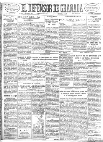 'El Defensor de Granada  : diario político independiente' - Año LIV Número 28588 Ed. Mañana - 1933 Marzo 26