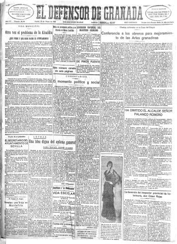 'El Defensor de Granada  : diario político independiente' - Año LIV Número 28590 Ed. Mañana - 1933 Marzo 28