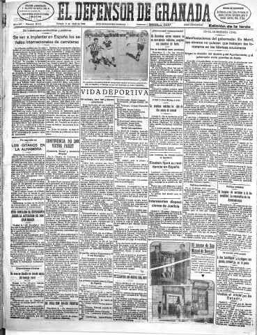 'El Defensor de Granada  : diario político independiente' - Año LIV Número 28611 Ed. Tarde - 1933 Abril 08