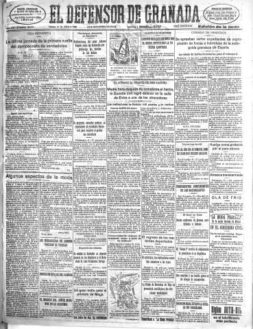 'El Defensor de Granada  : diario político independiente' - Año LIV Número 28631 Ed. Tarde - 1933 Abril 21