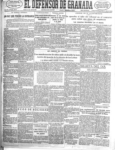'El Defensor de Granada  : diario político independiente' - Año LIV Número 28632 Ed. Mañana - 1933 Abril 22