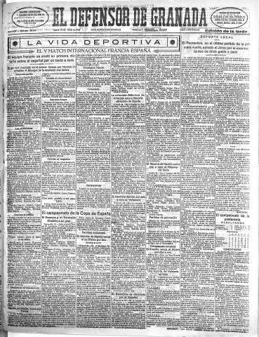 'El Defensor de Granada  : diario político independiente' - Año LIV Número 28635 Ed. Tarde - 1933 Abril 24