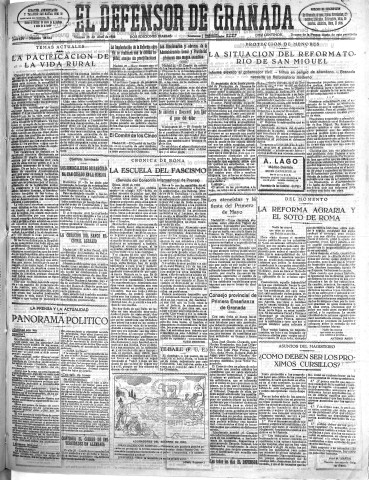 'El Defensor de Granada  : diario político independiente' - Año LIV Número 28642 Ed. Mañana - 1933 Abril 28
