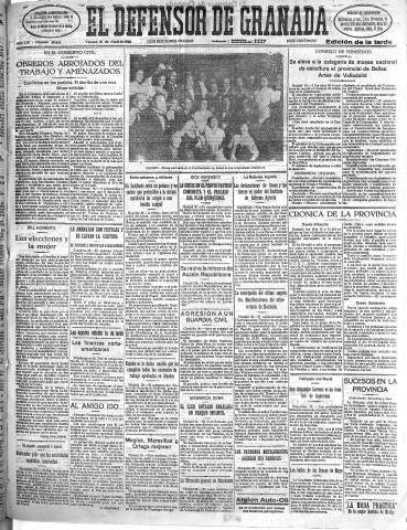 'El Defensor de Granada  : diario político independiente' - Año LIV Número 28643 Ed. Tarde - 1933 Abril 28
