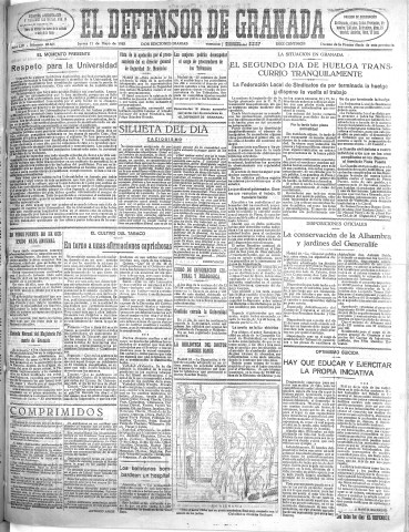 'El Defensor de Granada  : diario político independiente' - Año LIV Número 28661 Ed. Mañana - 1933 Mayo 11