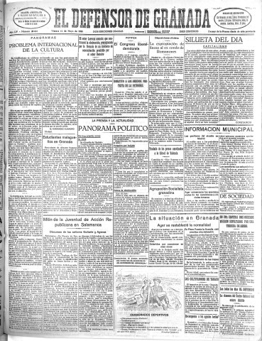 'El Defensor de Granada  : diario político independiente' - Año LIV Número 28663 Ed. Mañana - 1933 Mayo 12