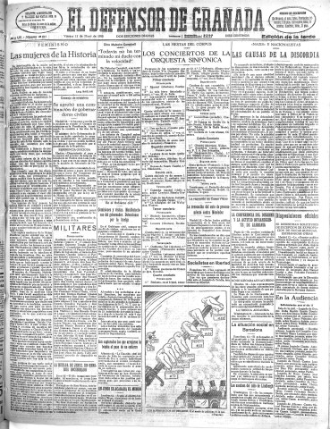 'El Defensor de Granada  : diario político independiente' - Año LIV Número 28664 Ed. Tarde - 1933 Mayo 12