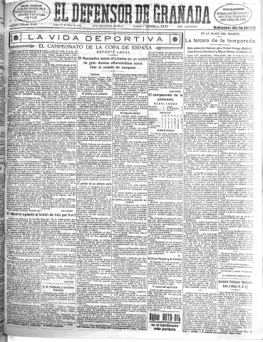 'El Defensor de Granada  : diario político independiente' - Año LIV Número 28668 Ed. Tarde - 1933 Mayo 15