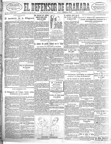 'El Defensor de Granada  : diario político independiente' - Año LIV Número 28671 Ed. Mañana - 1933 Mayo 17