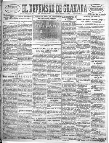 'El Defensor de Granada  : diario político independiente' - Año LIV Número 28672 Ed. Tarde - 1933 Mayo 17