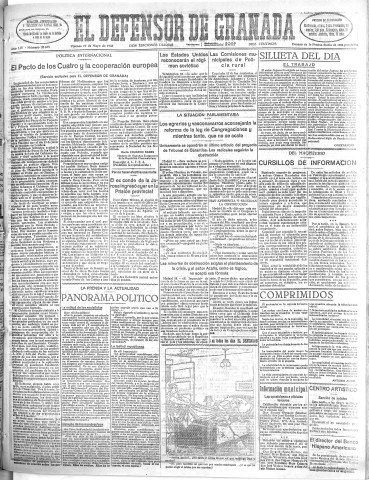 'El Defensor de Granada  : diario político independiente' - Año LIV Número 28675 Ed. Mañana - 1933 Mayo 19