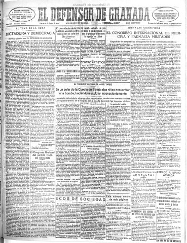 'El Defensor de Granada  : diario político independiente' - Año LIV Número 28705 Ed. Mañana - 1933 Junio 06