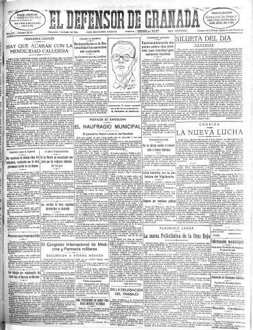 'El Defensor de Granada  : diario político independiente' - Año LIV Número 28707 Ed. Mañana - 1933 Junio 07