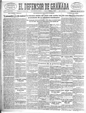 'El Defensor de Granada  : diario político independiente' - Año LIV Número 28730 Ed. Tarde - 1933 Junio 21