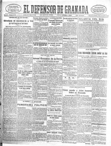 'El Defensor de Granada  : diario político independiente' - Año LIV Número 28731 Ed. Mañana - 1933 Junio 22