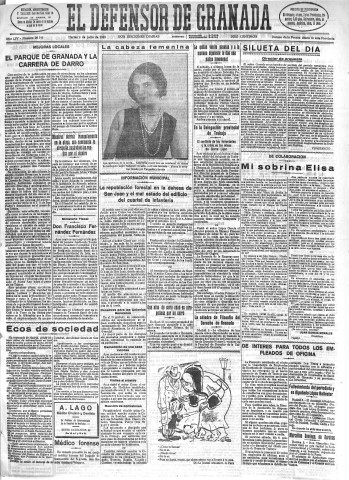 'El Defensor de Granada  : diario político independiente' - Año LIV Número 28745 Ed. Mañana - 1933 Julio 04