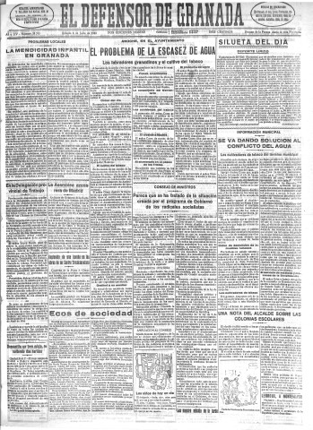 'El Defensor de Granada  : diario político independiente' - Año LIV Número 28753 Ed. Mañana - 1933 Julio 08