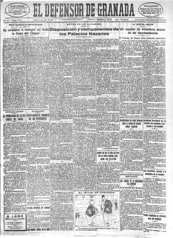 'El Defensor de Granada  : diario político independiente' - Año LIV Número 28757 Ed. Mañana - 1933 Julio 11