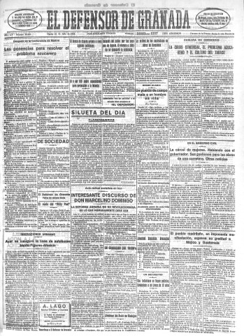 'El Defensor de Granada  : diario político independiente' - Año LIV Número 28769 Ed. Mañana - 1933 Julio 18
