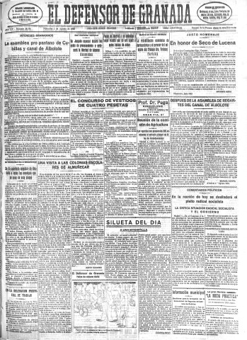'El Defensor de Granada  : diario político independiente' - Año LIV Número 28795 Ed. Mañana - 1933 Agosto 02