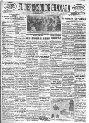 'El Defensor de Granada  : diario político independiente' - Año LIV Número 28818 Ed. Tarde - 1933 Agosto 15