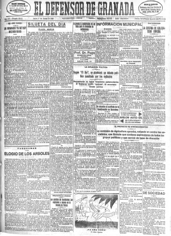 'El Defensor de Granada  : diario político independiente' - Año LIV Número 28821 Ed. Mañana - 1933 Agosto 17