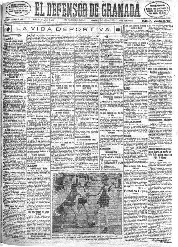 'El Defensor de Granada  : diario político independiente' - Año LIV Número 28839 Ed. Tarde - 1933 Agosto 28
