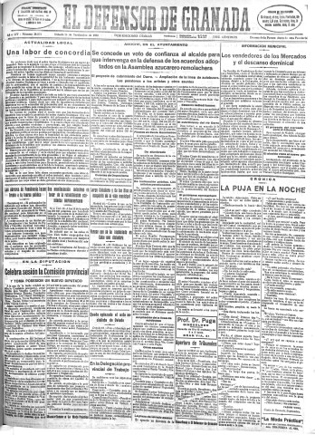 'El Defensor de Granada  : diario político independiente' - Año LIV Número 28872 Ed. Mañana - 1933 Septiembre 16