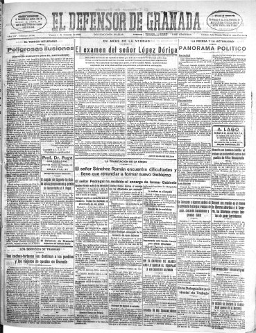 'El Defensor de Granada  : diario político independiente' - Año LIV Número 28906 Ed. Mañana - 1933 Octubre 06
