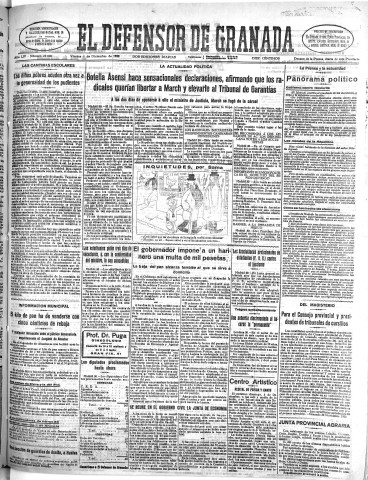 'El Defensor de Granada  : diario político independiente' - Año LIV Número 29000 Ed. Mañana - 1933 Diciembre 01